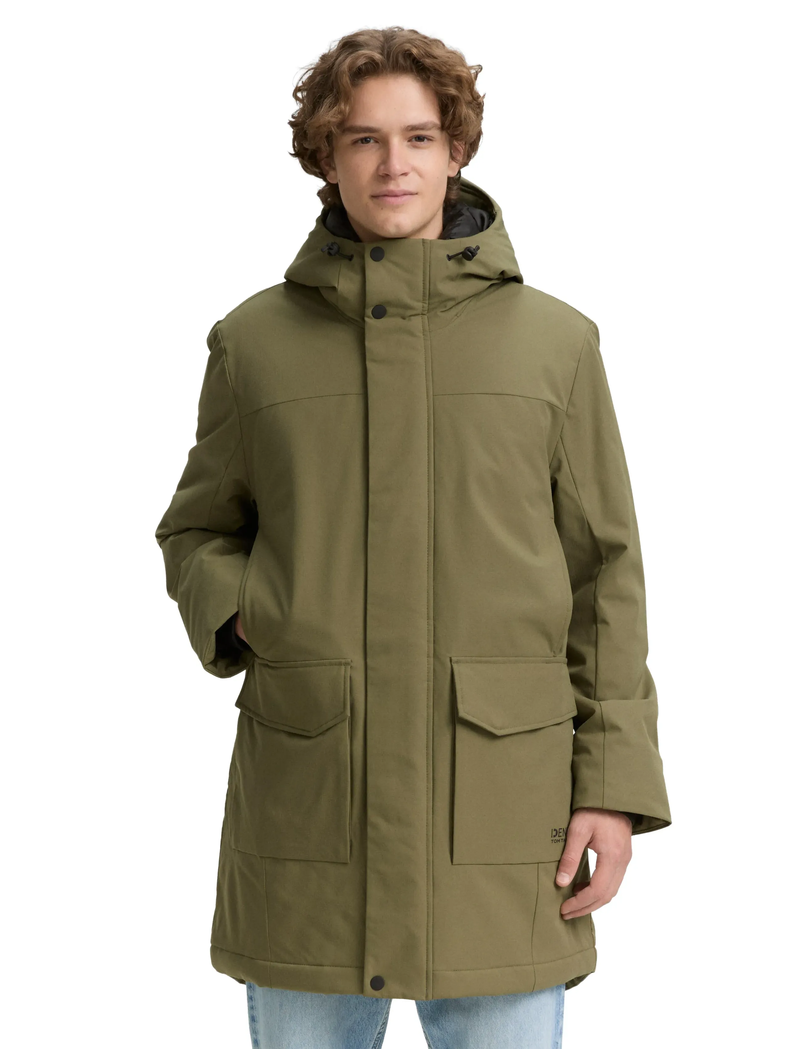 Tom Tailor Tech Hooded Parka, Mænd, Tech Hætte Parka, Kakigrøn, Str: XL