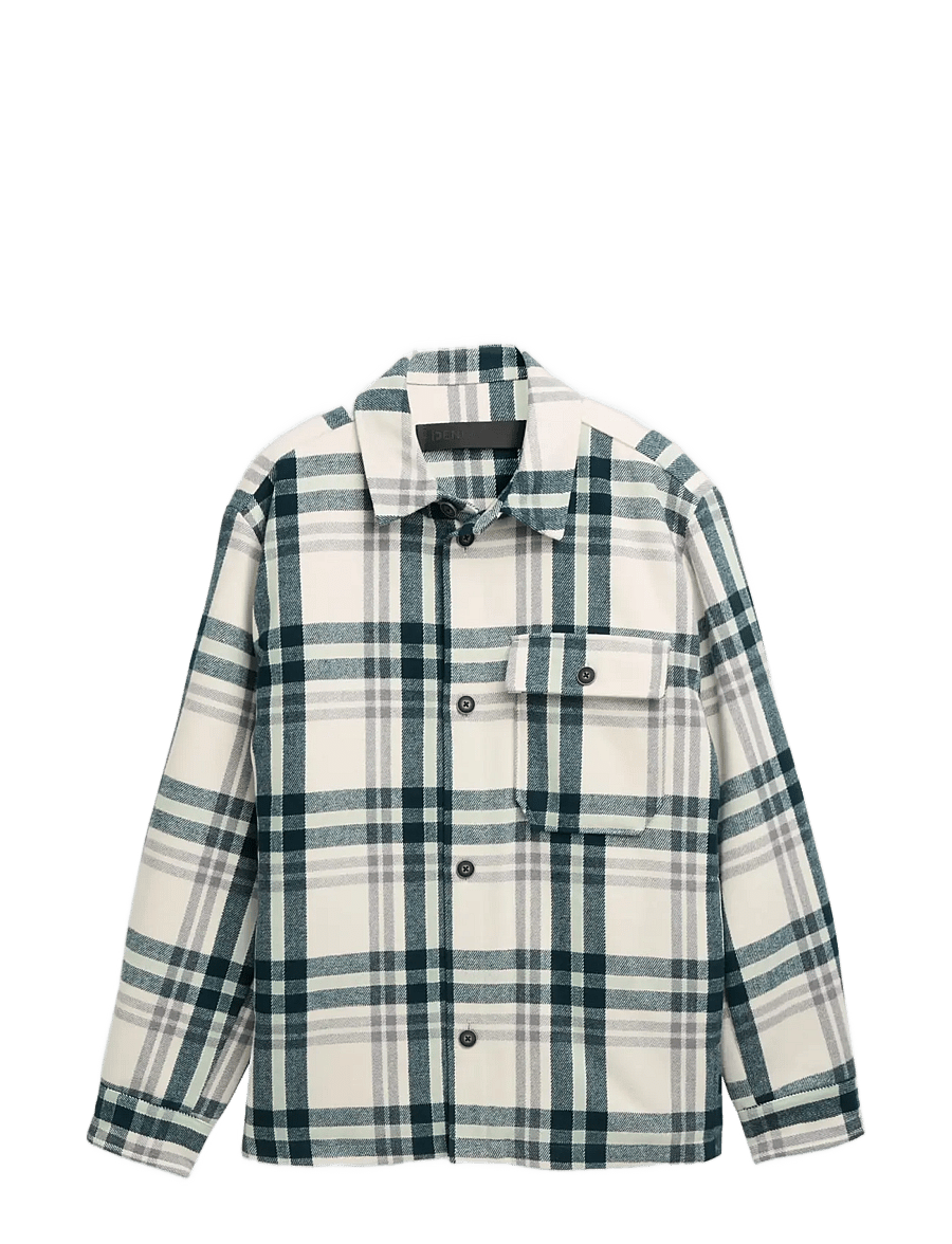 Tom Tailor - regular wool optic overshirt - efterårsjakker - off white green big check - 0