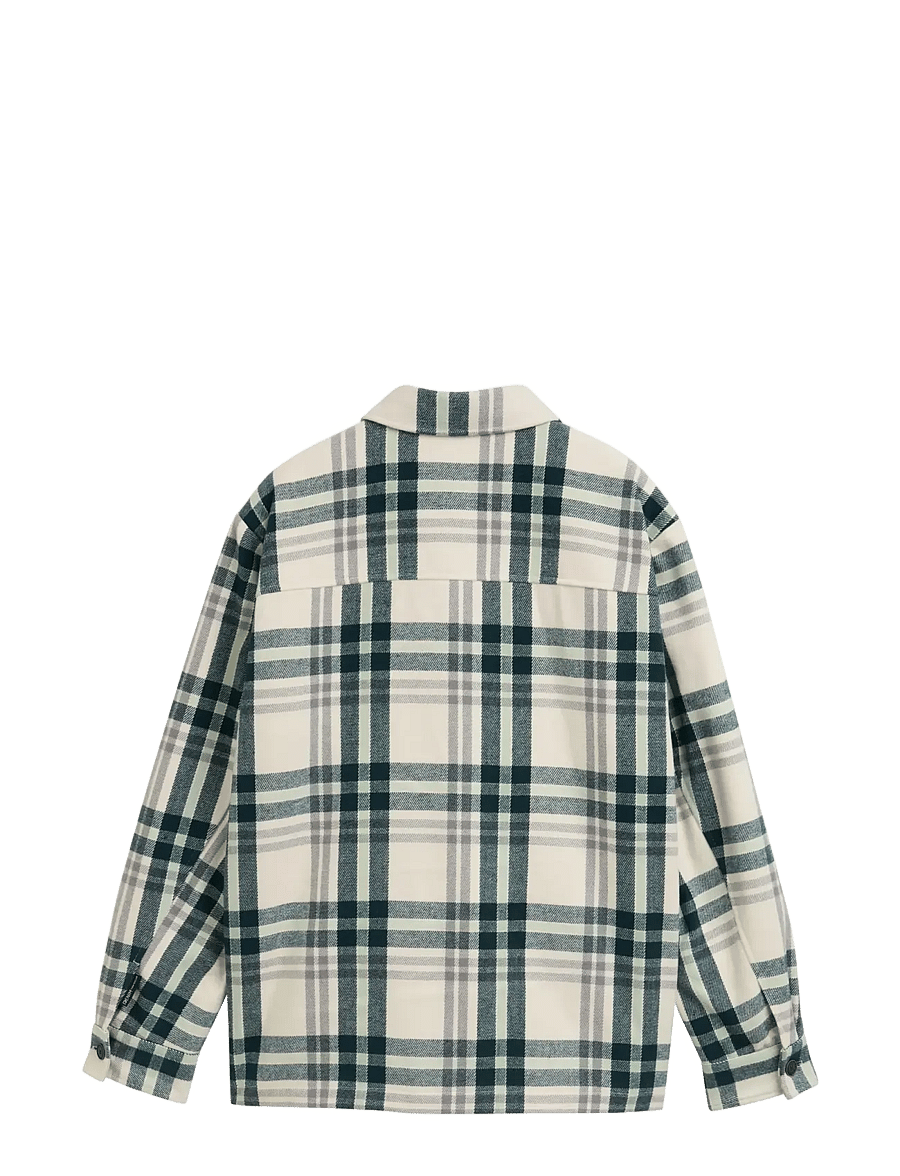 Tom Tailor - regular wool optic overshirt - efterårsjakker - off white green big check - 1