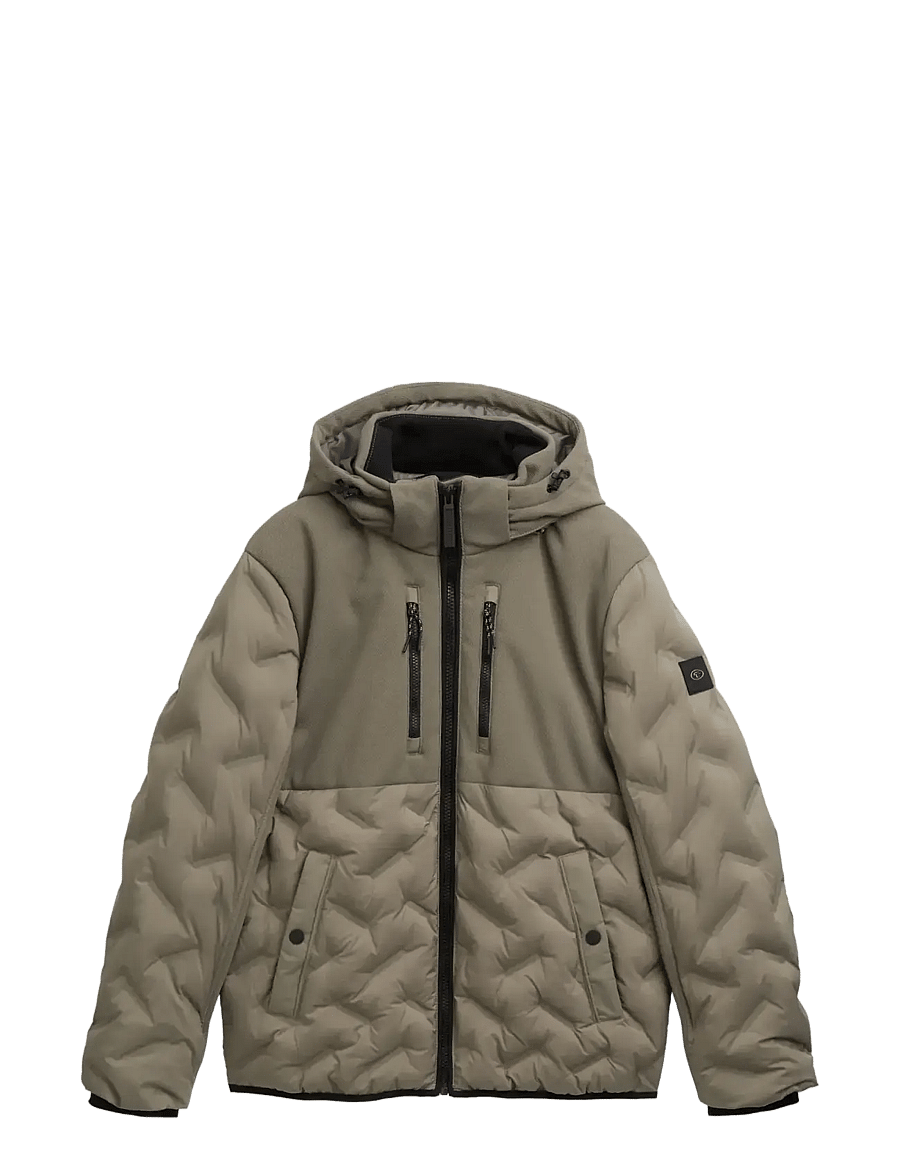 Tom Tailor - hybrid puffer jacket - frühlingsjacken - smokey olive green - 1