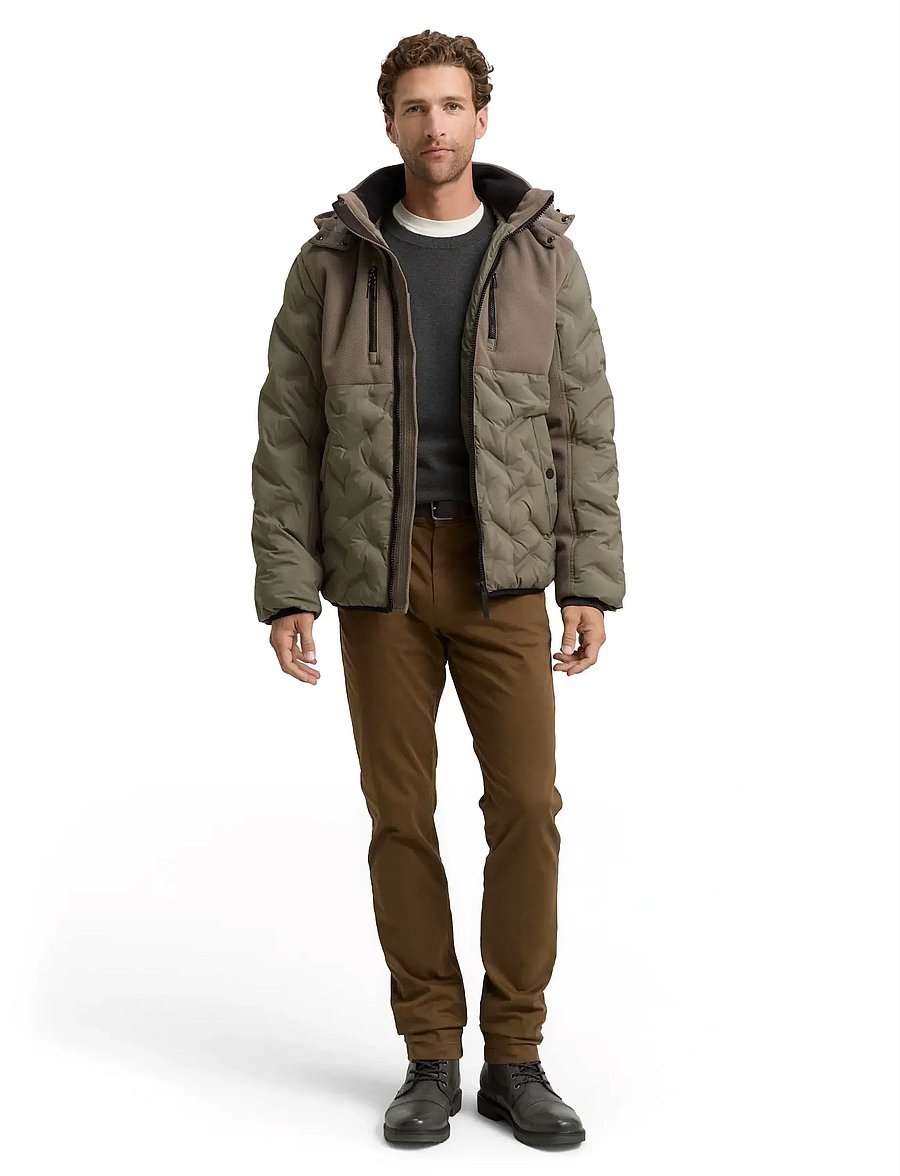 Tom Tailor - hybrid puffer jacket - frühlingsjacken - smokey olive green - 0
