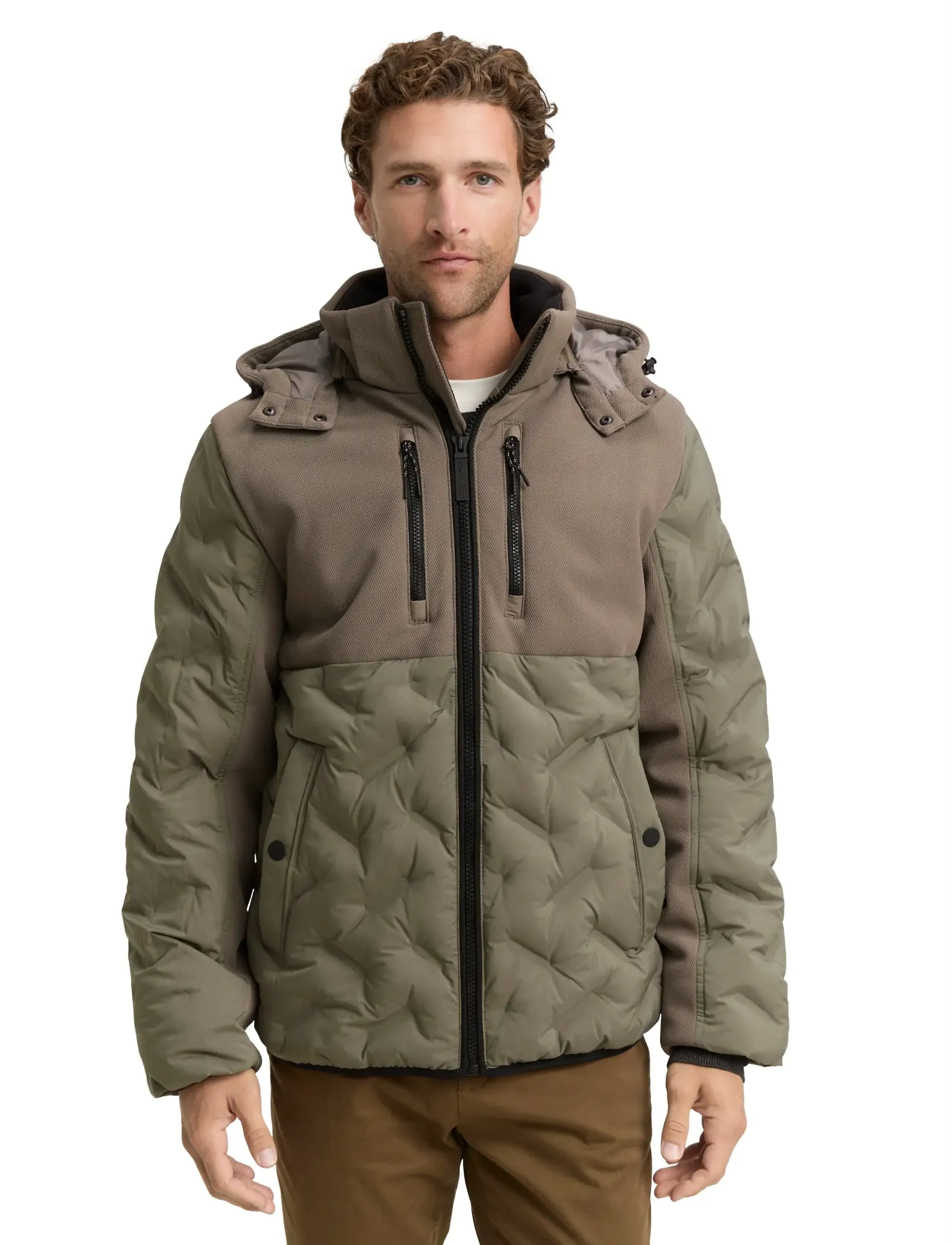Tom Tailor - hybrid puffer jacket - frühlingsjacken - smokey olive green - 4