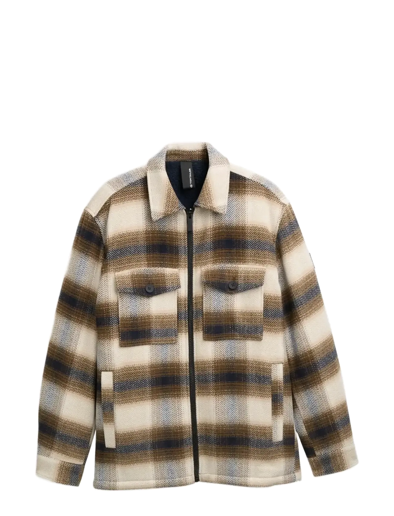 Tom Tailor wool shirt jacket - TOM TAILOR - BROWN BLUE CHECK / brown