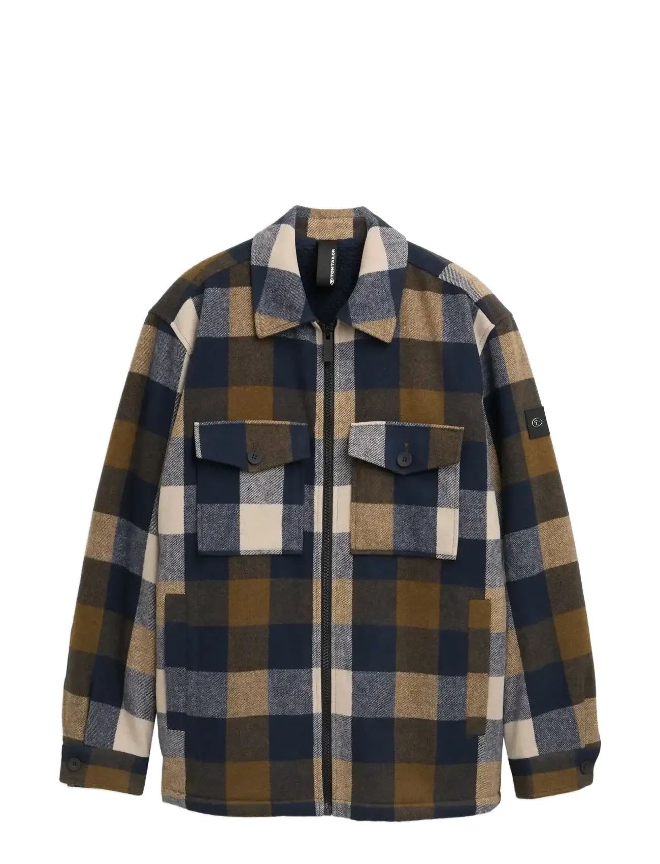 Tom Tailor wool shirt jacket - Wolljacken - BROWN NAVY CHECK / navy