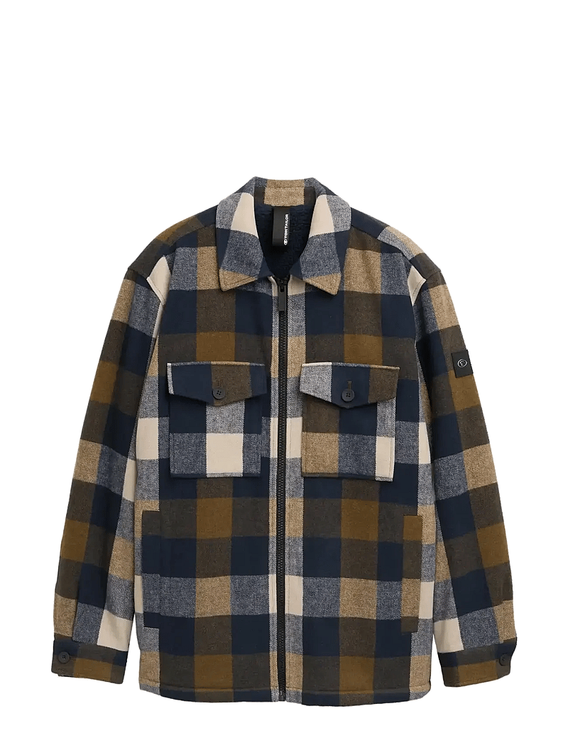 Tom Tailor - wool shirt jacket - jacken - brown navy check - 1