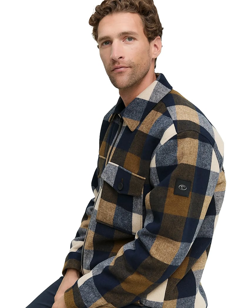 Tom Tailor - wool shirt jacket - jacken - brown navy check - 3