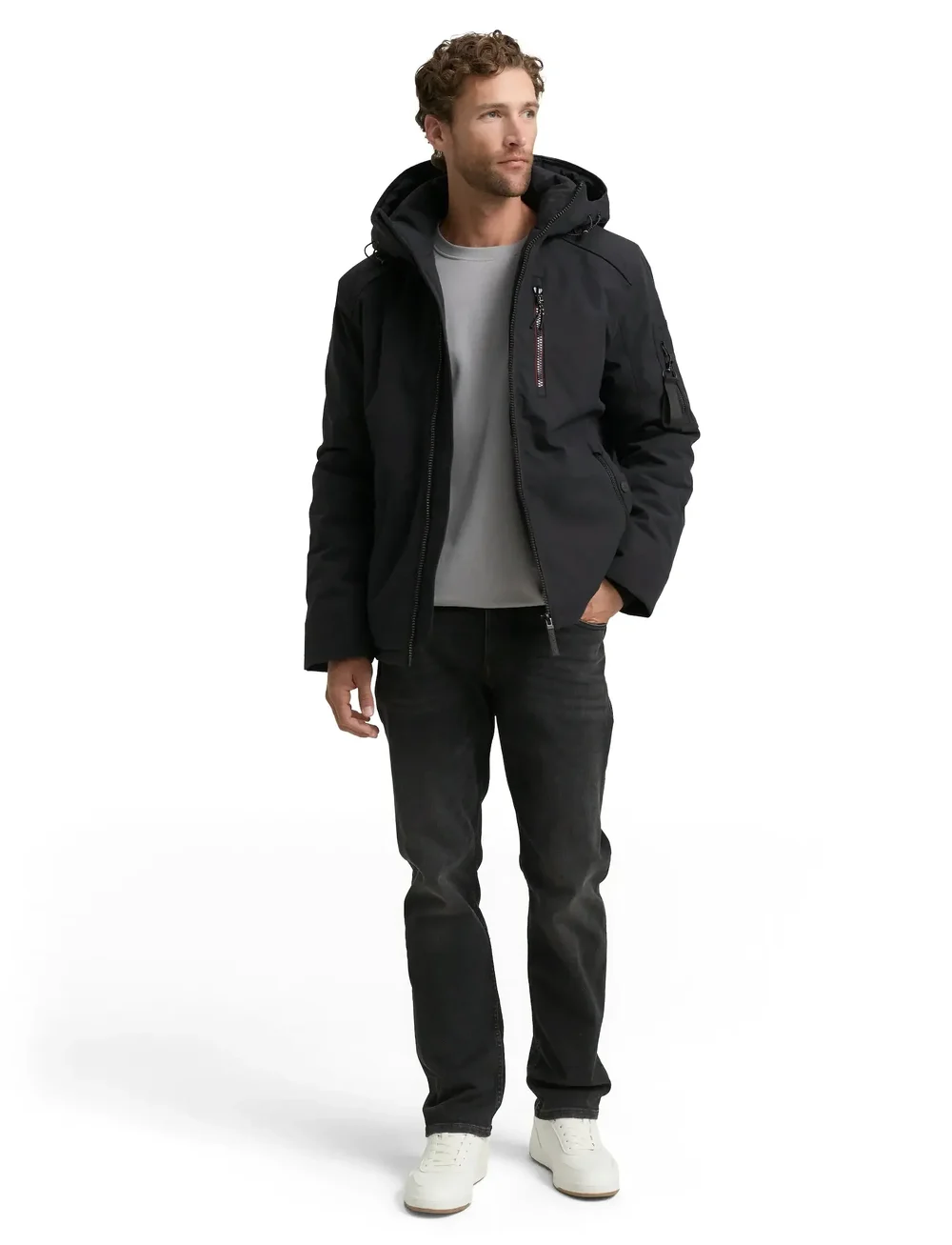 Tom Tailor - padded jacket with hood - vinterjakker - black - 0