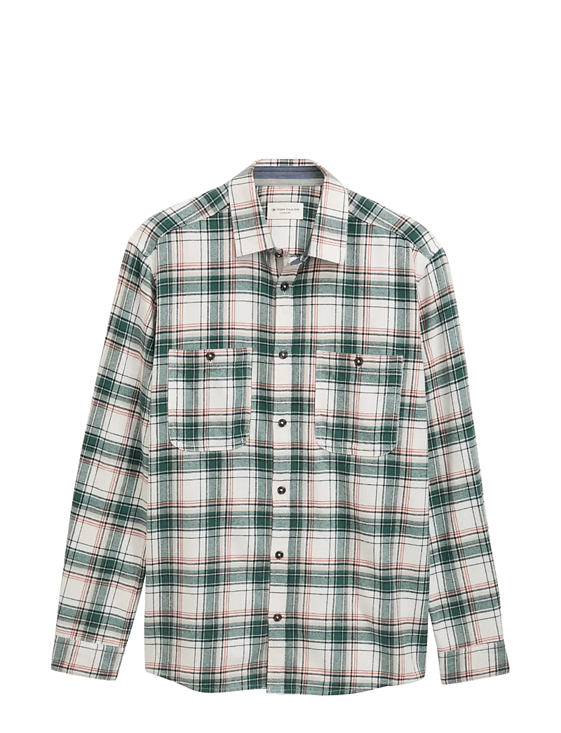 Tom Tailor - comfort checked shirt - flanellskjortor - off white multicolor check - 1