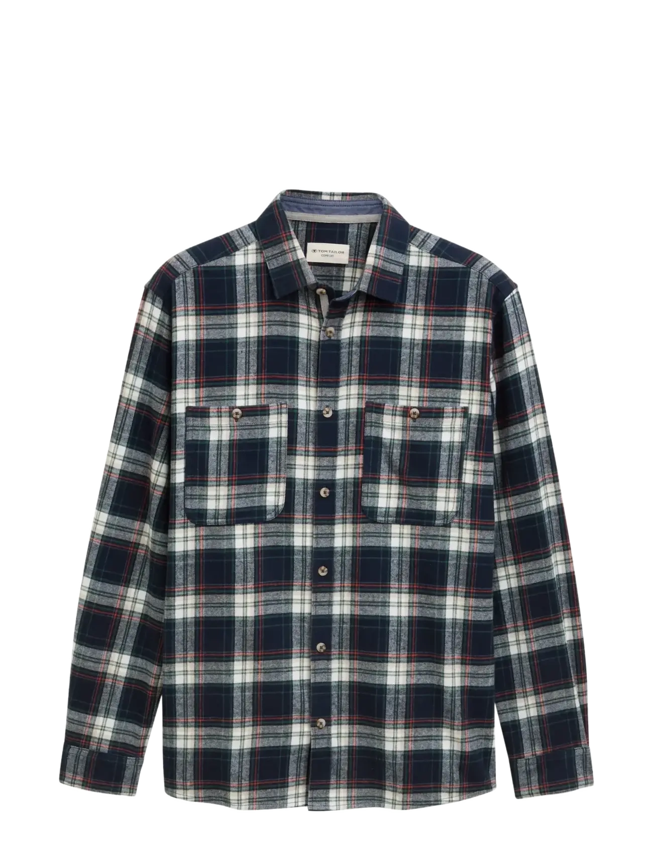 comfort checked shirt - NAVY MULTICOLOR CHECK