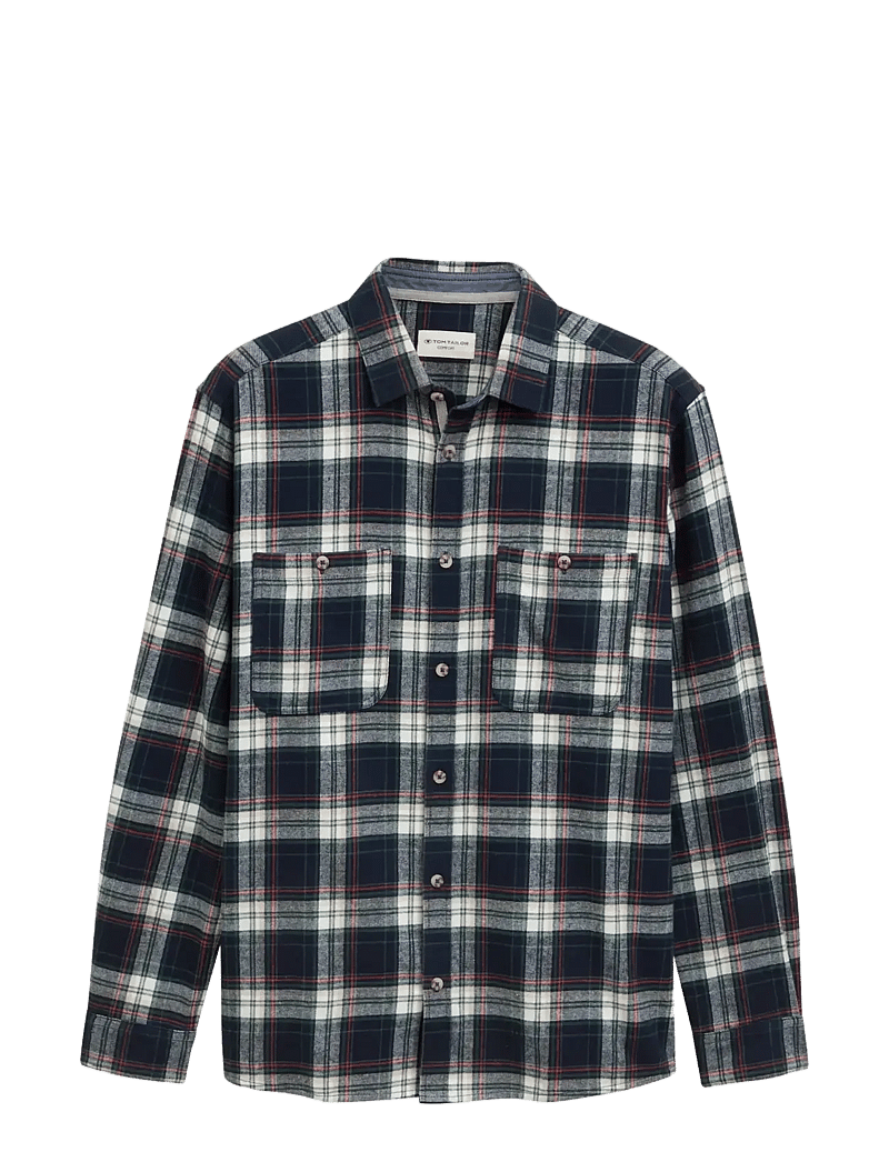 Tom Tailor - comfort checked shirt - flanellskjortor - navy multicolor check - 1