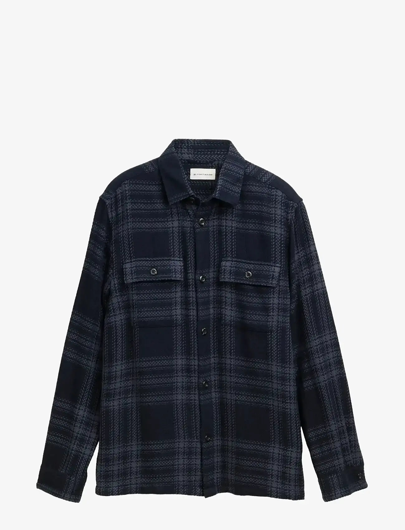 Tom Tailor - knit-look checked overshirt - herbstliche kleidung - navy tonal big check - 0