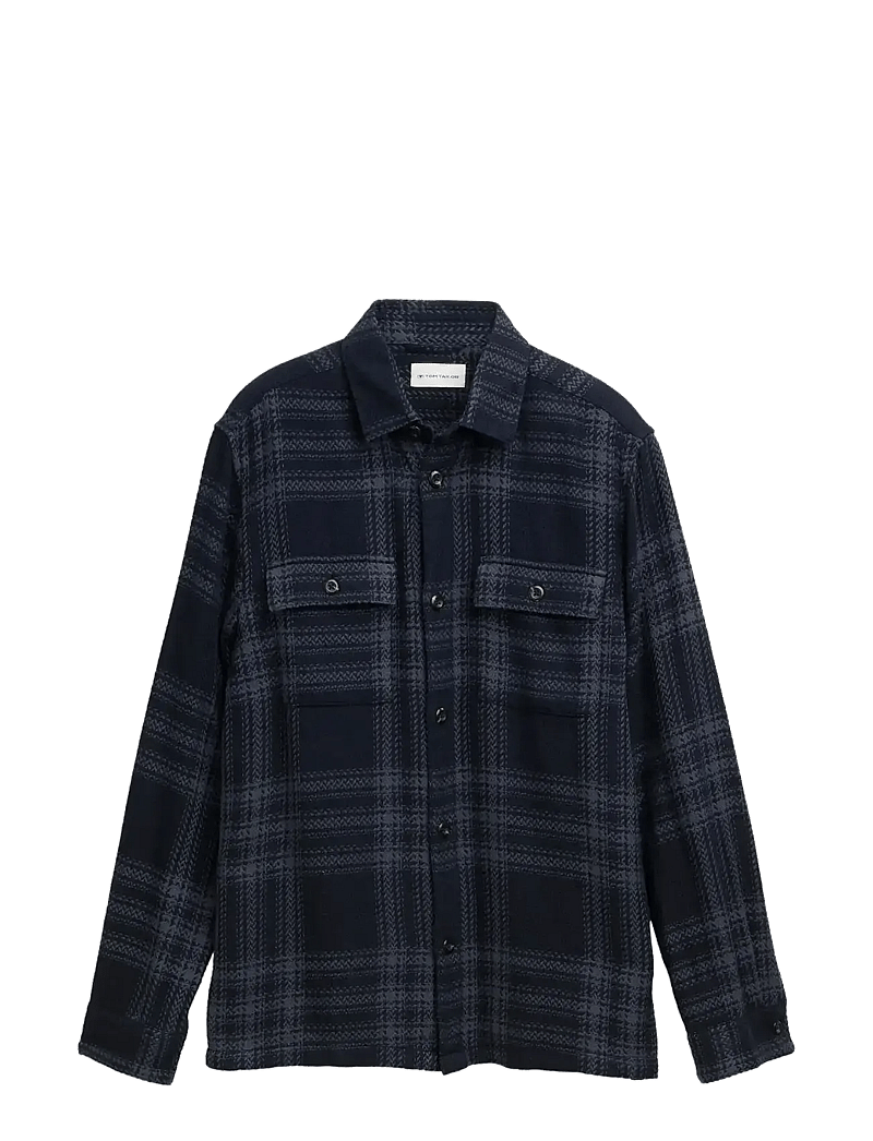 Tom Tailor - knit-look checked overshirt - kollektioner - navy tonal big check - 1