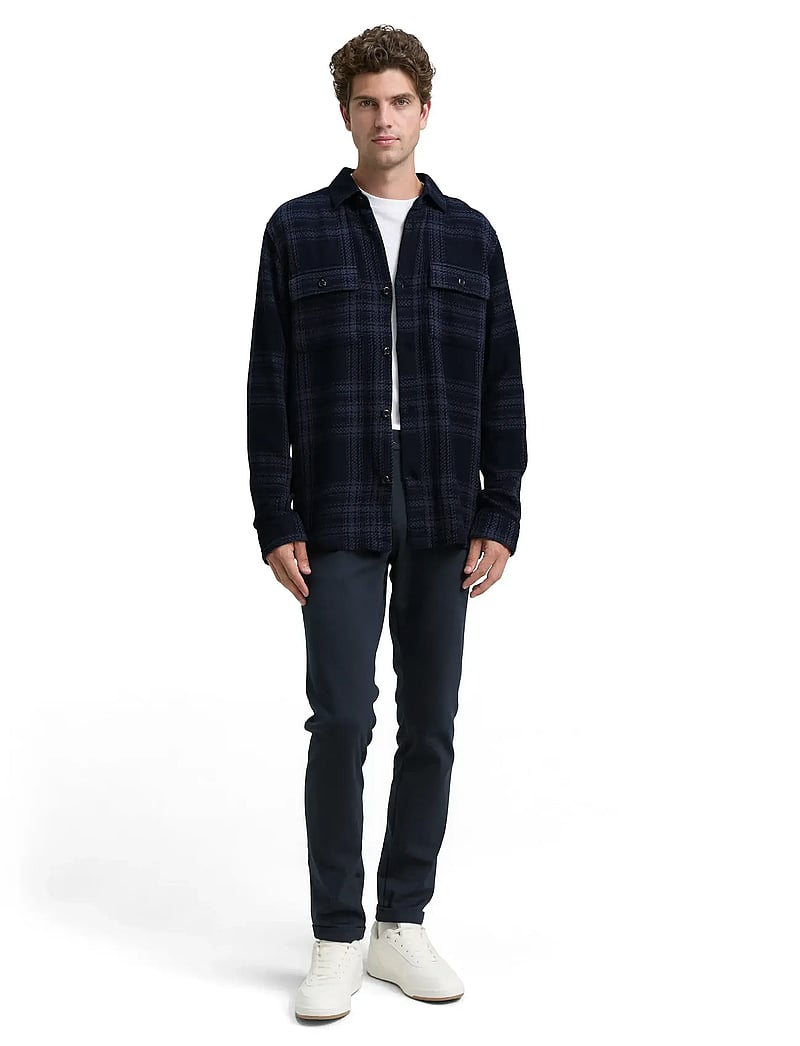 Tom Tailor - knit-look checked overshirt - kollektioner - navy tonal big check - 0