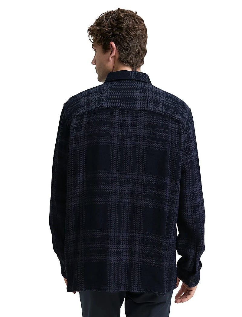 Tom Tailor - knit-look checked overshirt - kollektioner - navy tonal big check - 2