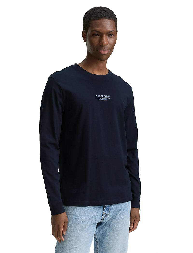 Tom Tailor - printed longsleeve - långärmade t-shirts - sky captain blue - 0