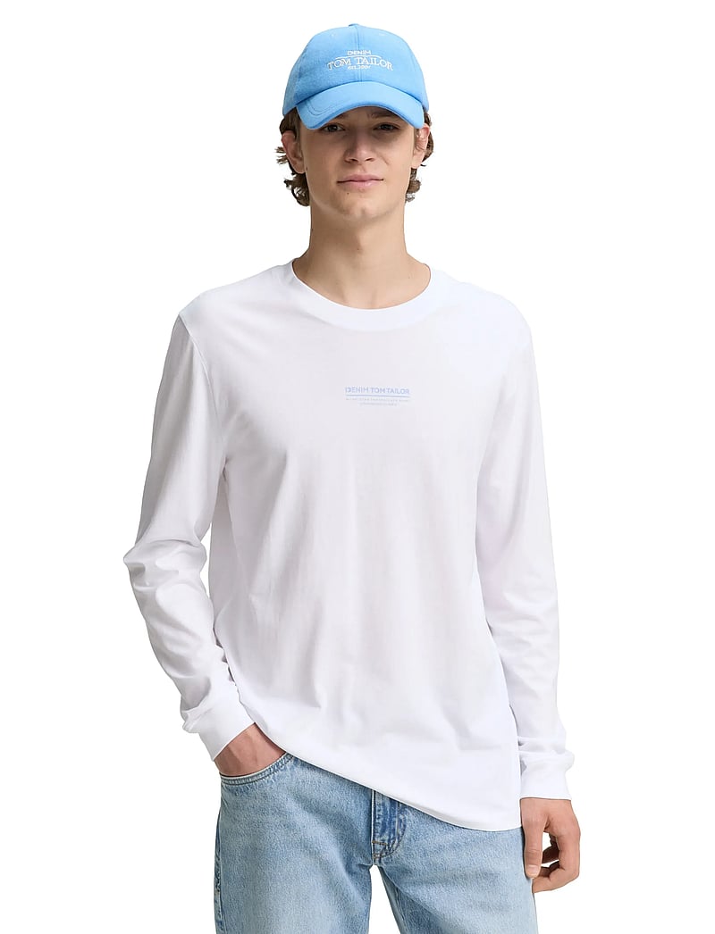 Tom Tailor - printed longsleeve - långärmade t-shirts - white - 0