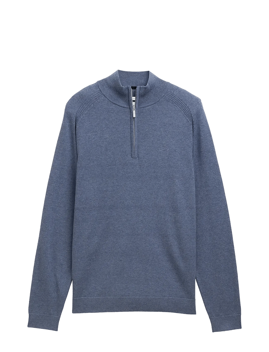 Tom Tailor - basic knit troyer - half zip jumpers - vintage indigo blue melange - 1