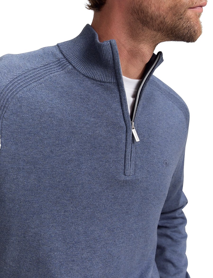 Tom Tailor - basic knit troyer - half zip jumpers - vintage indigo blue melange - 3
