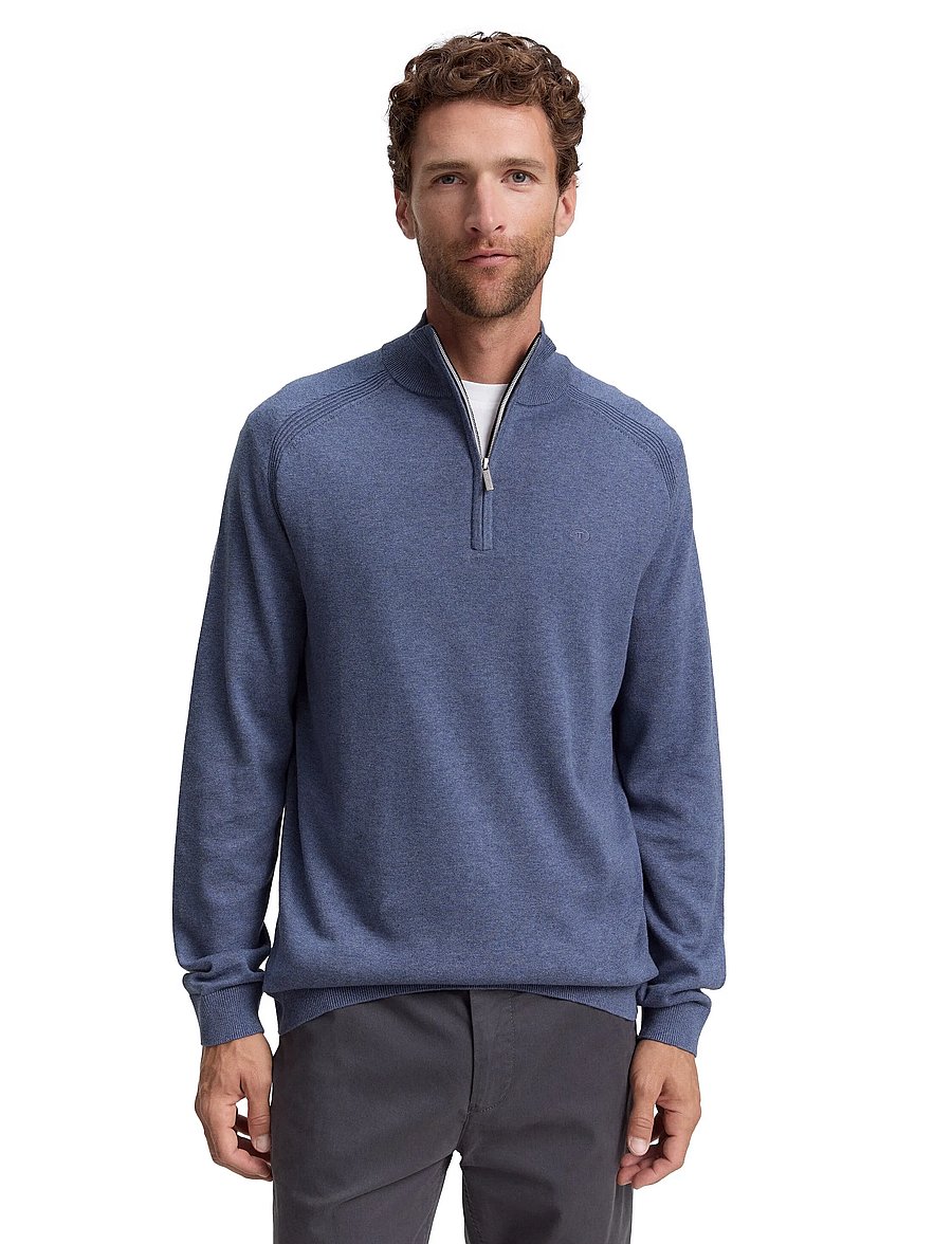 Tom Tailor - basic knit troyer - half zip jumpers - vintage indigo blue melange - 4