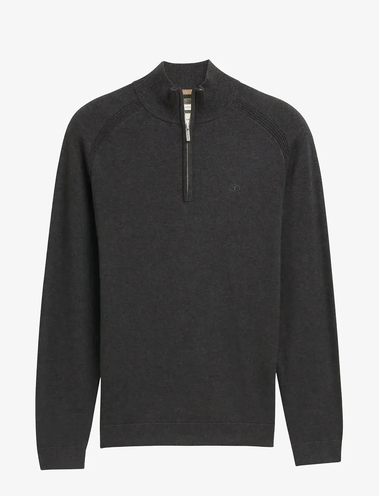 Tom Tailor - basic knit troyer - herbstliche kleidung - black grey melange - 0