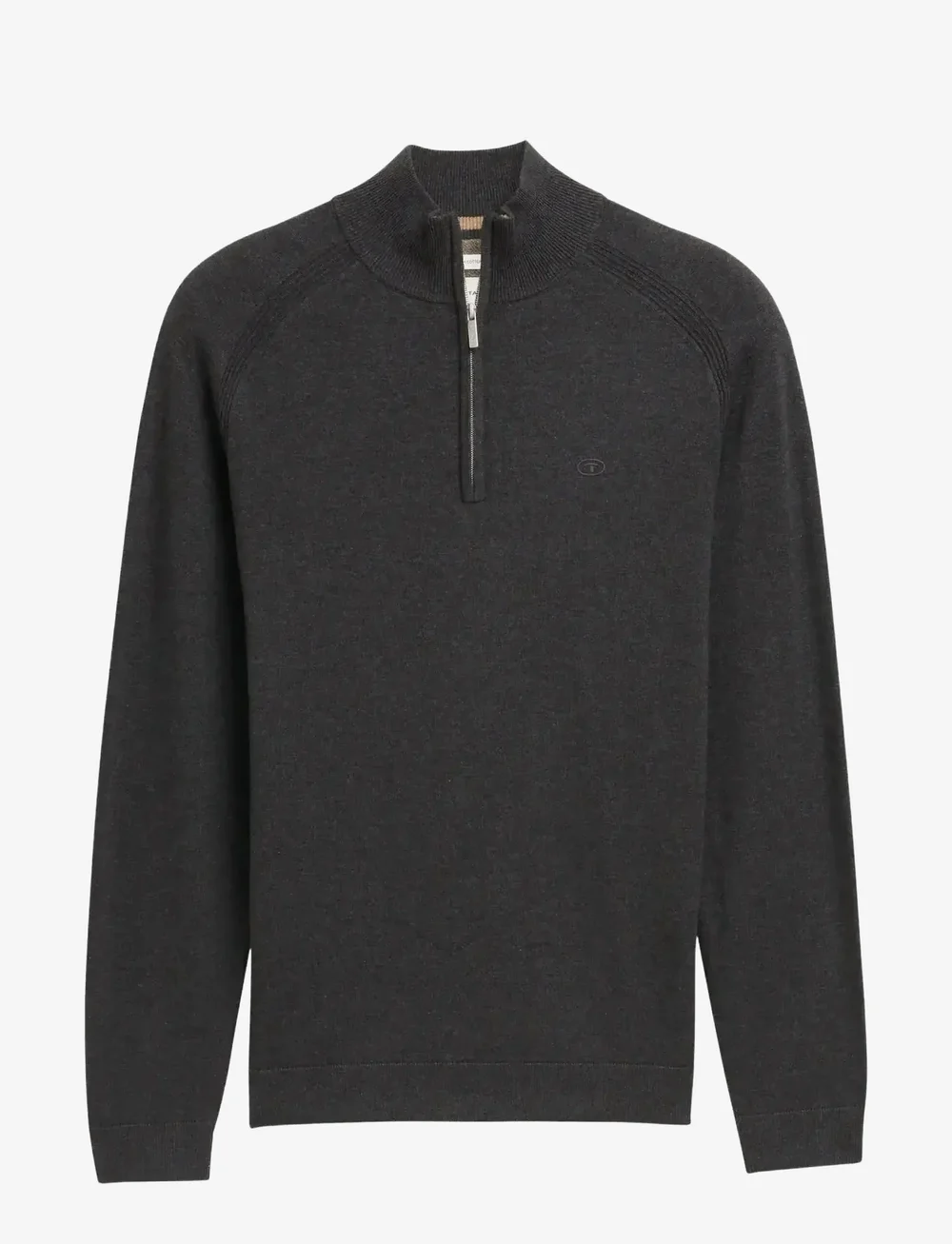Tom Tailor - basic knit troyer - halfzip strik - black grey melange - 1