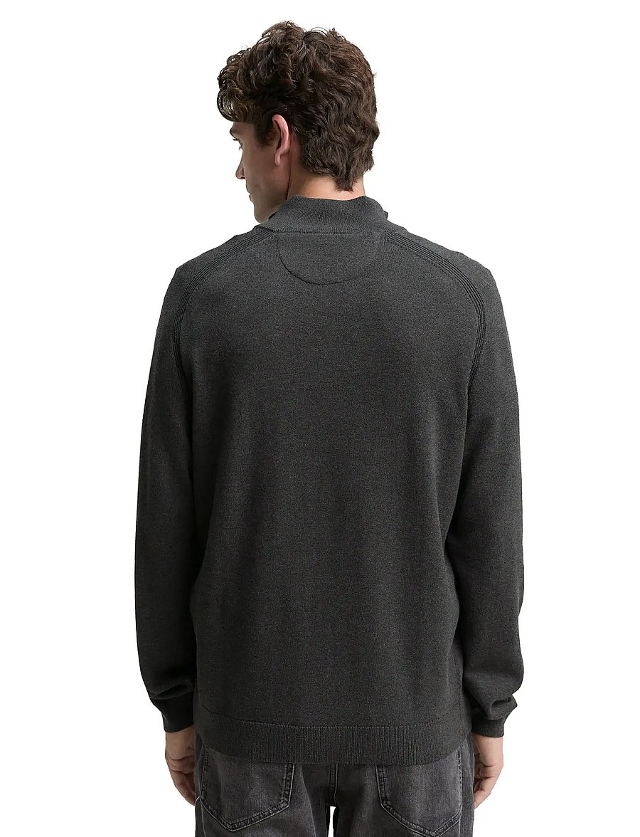 Tom Tailor - basic knit troyer - pullover mit halbem reißverschluss - black grey melange - 2