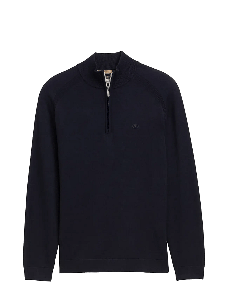 Tom Tailor - basic knit troyer - halfzip strik - knitted navy melange - 1