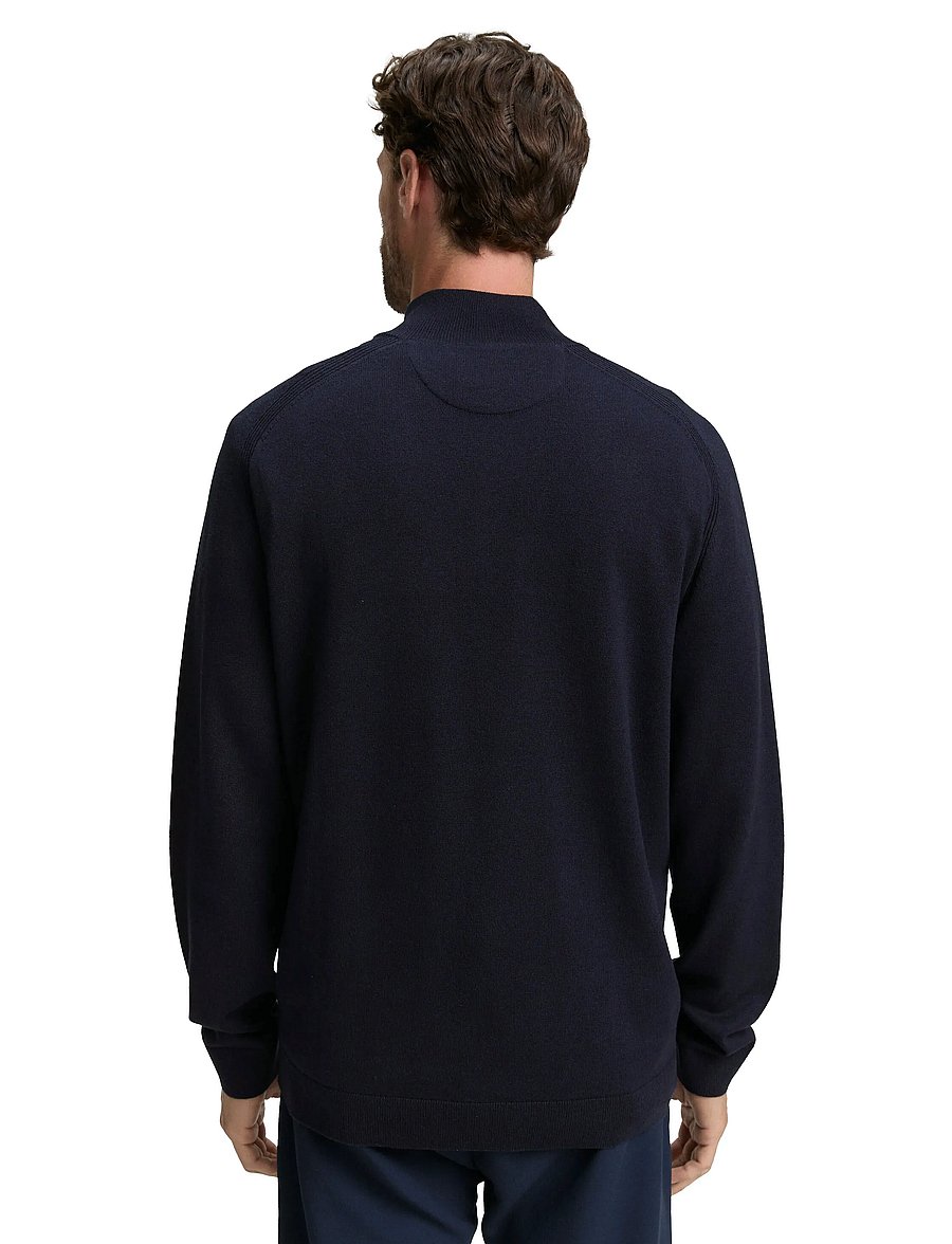Tom Tailor - basic knit troyer - half zip jumpers - knitted navy melange - 2