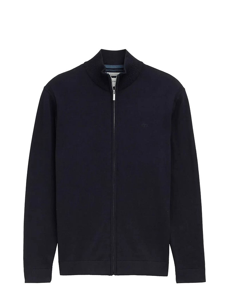 Tom Tailor - basic knit jacket - halfzip strik - knitted navy melange - 1