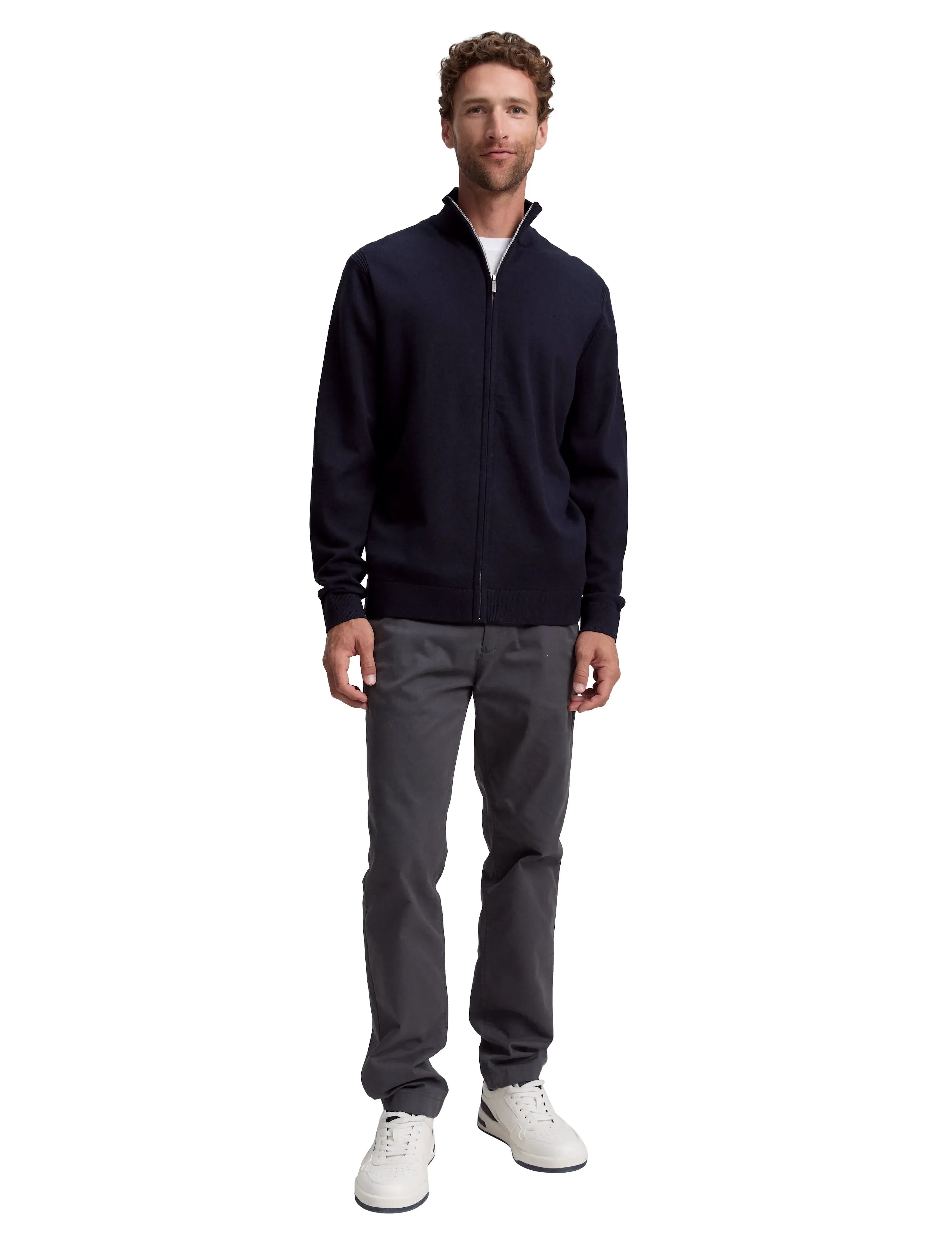 Tom Tailor basic knit jacket - Kolekcijos - KNITTED NAVY MELANGE / navy