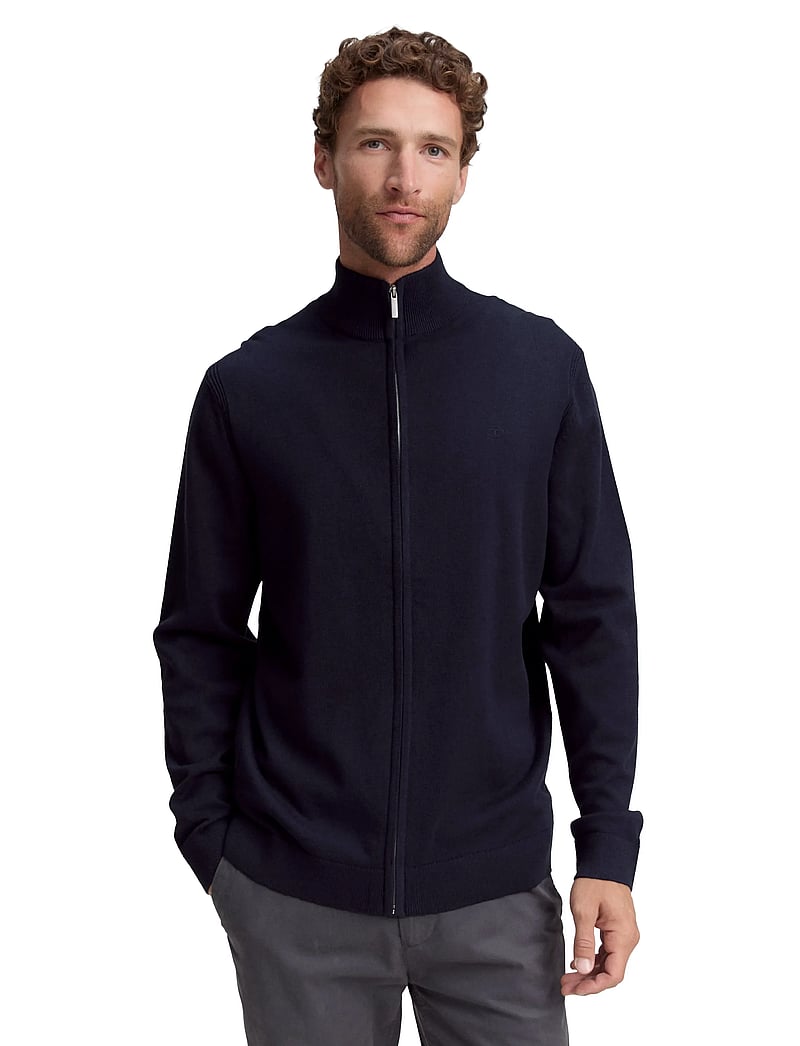 Tom Tailor - basic knit jacket - halfzip strik - knitted navy melange - 3