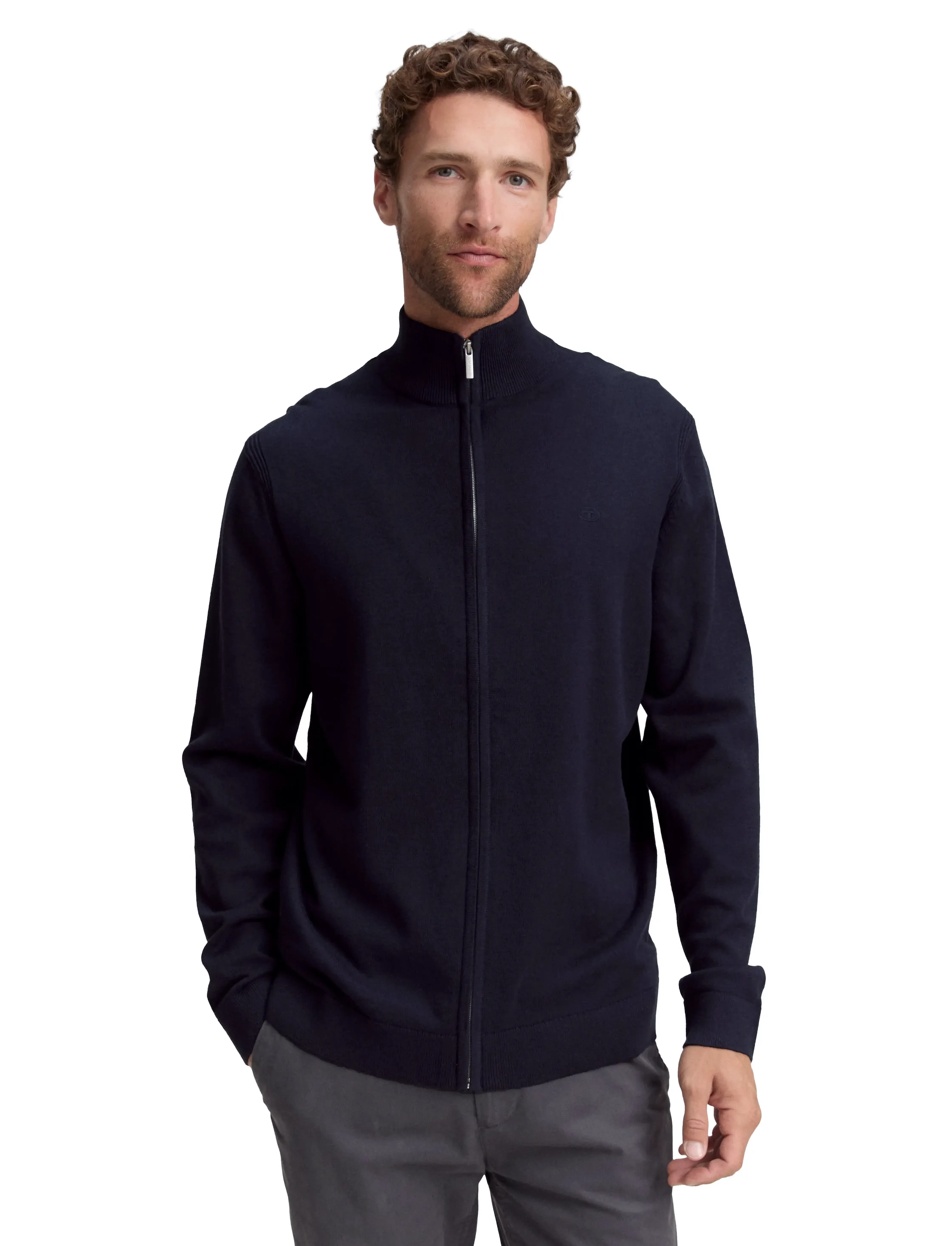 Tom Tailor - basic knit jacket - herren - knitted navy melange - 3