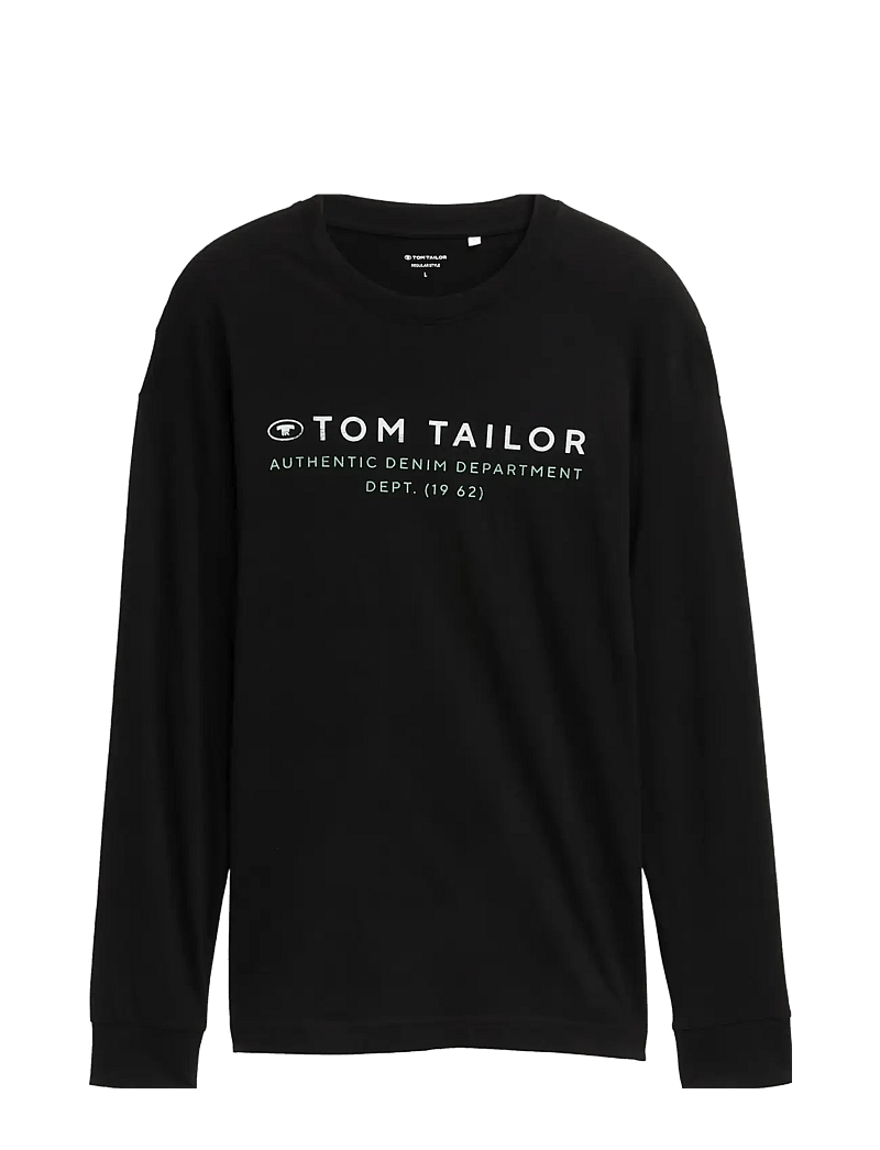 Tom Tailor - printed longsleeve - långärmade t-shirts - black - 1