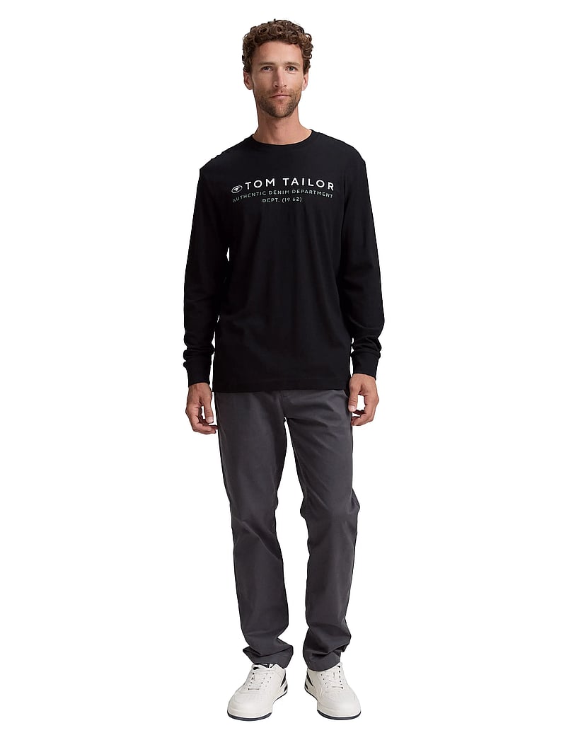Tom Tailor - printed longsleeve - långärmade t-shirts - black - 0