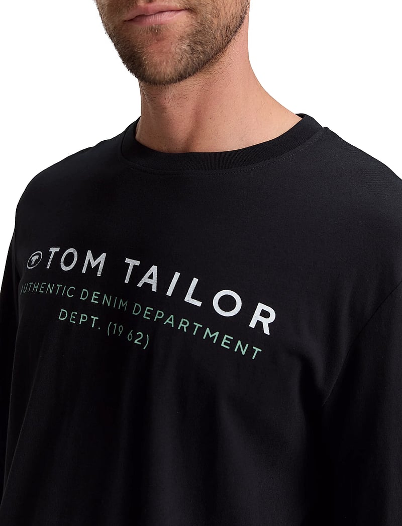 Tom Tailor - printed longsleeve - långärmade t-shirts - black - 3