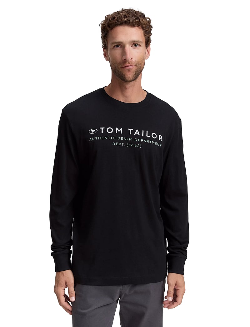Tom Tailor - printed longsleeve - långärmade t-shirts - black - 4