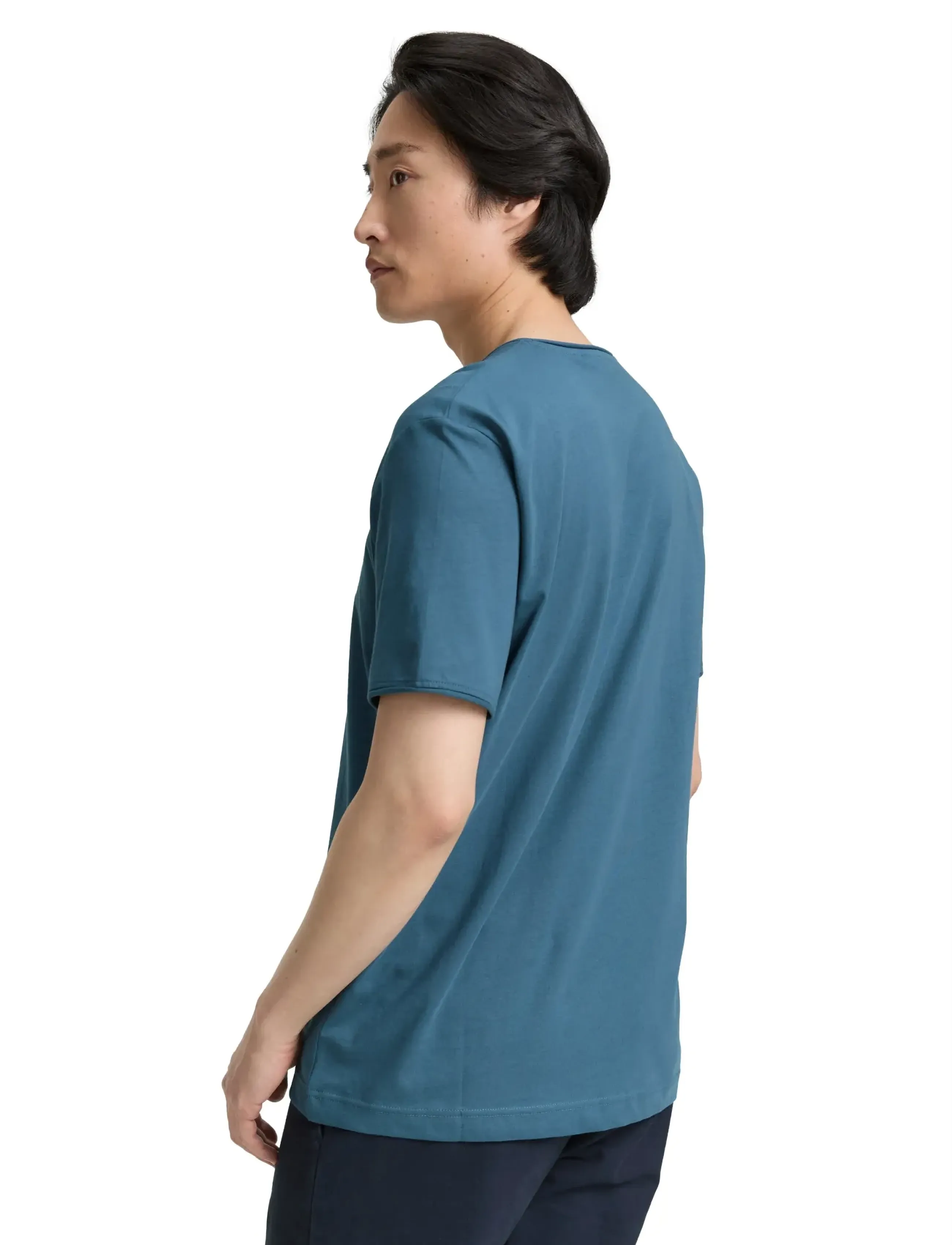 Tom Tailor - printed v-neck t-shirt - laveste priser - real teal blue - 2