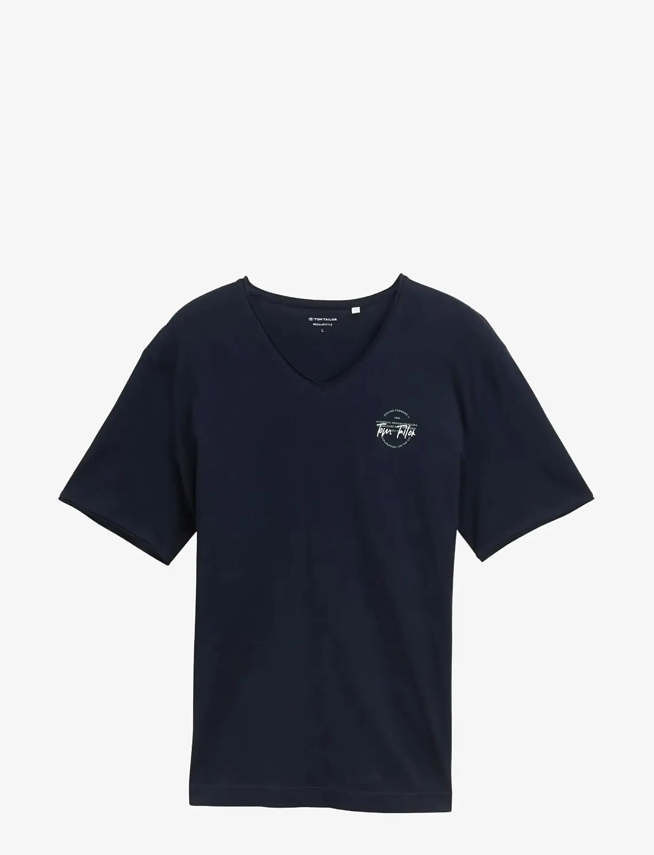 Tom Tailor - printed v-neck t-shirt - v-kaelusega t-särgid - sky captain blue - 1