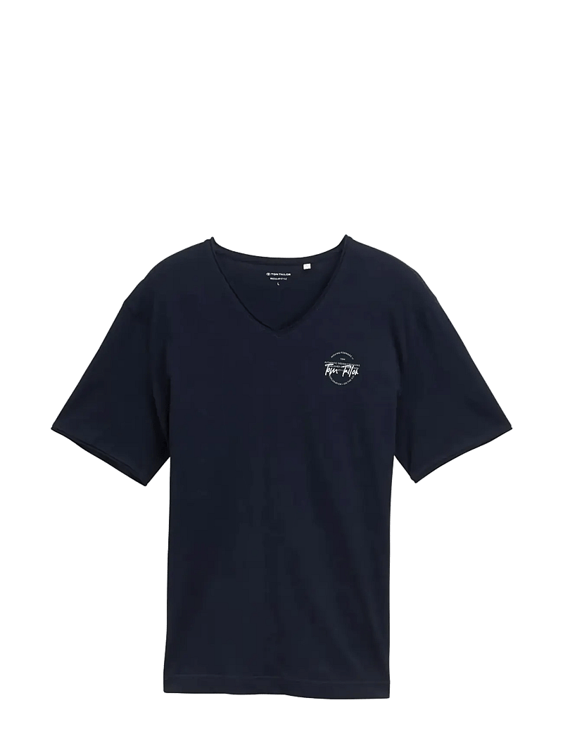 Tom Tailor - printed v-neck t-shirt - v-kaelusega t-särgid - sky captain blue - 1