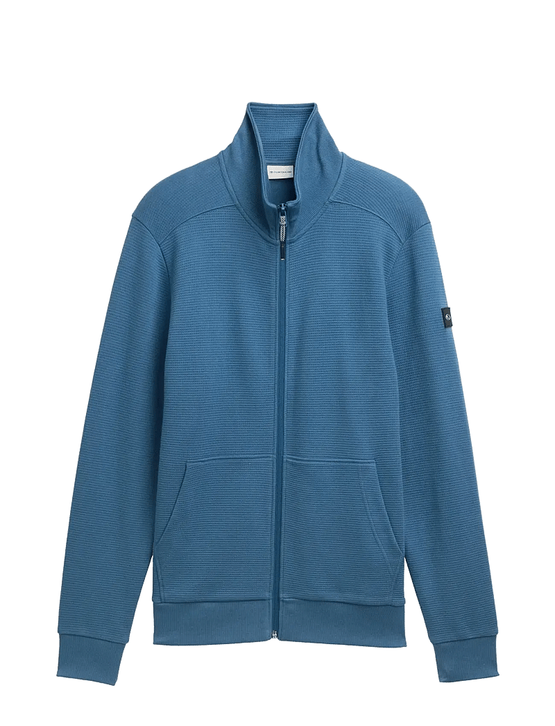 Tom Tailor - structured stand-up sweat jacket - full zip tröjor - real teal blue - 1