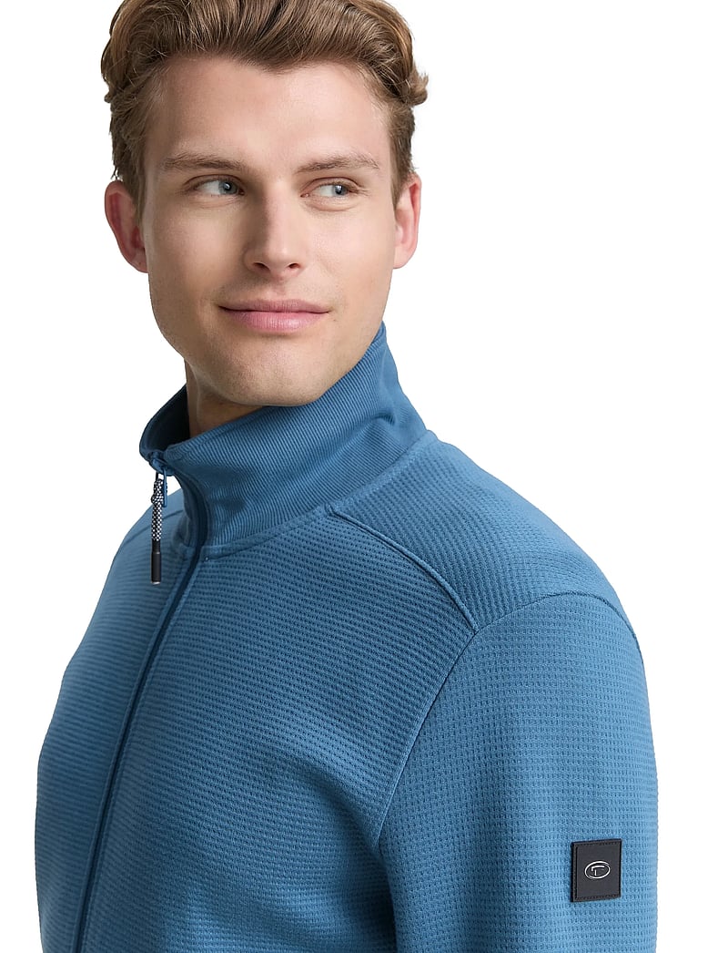 Tom Tailor - structured stand-up sweat jacket - full zip tröjor - real teal blue - 4