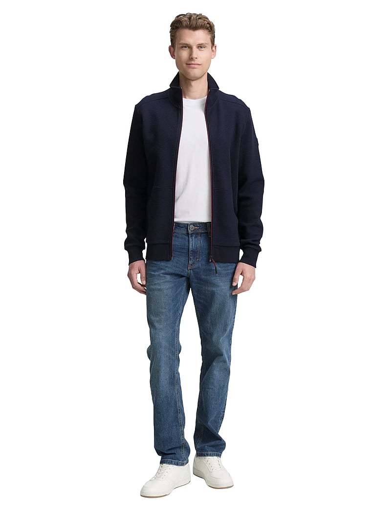 Tom Tailor - structured stand-up sweat jacket - fullzip strik - sky captain blue - 0
