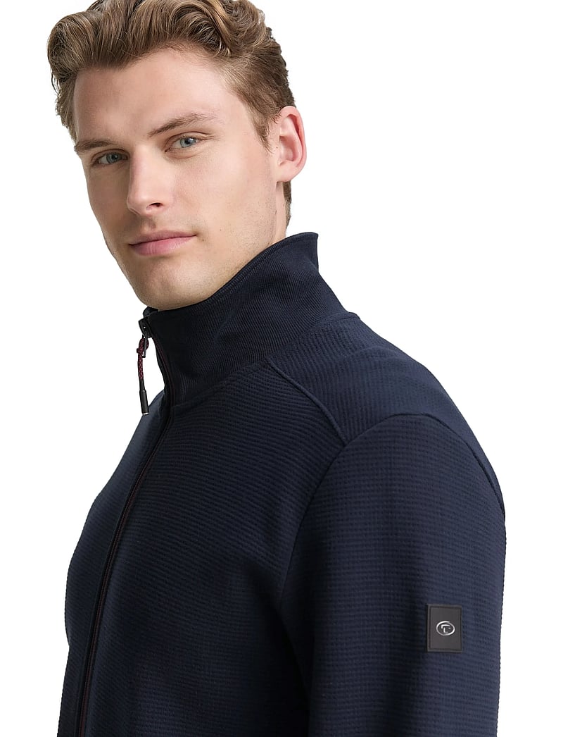 Tom Tailor - structured stand-up sweat jacket - fullzip strik - sky captain blue - 4