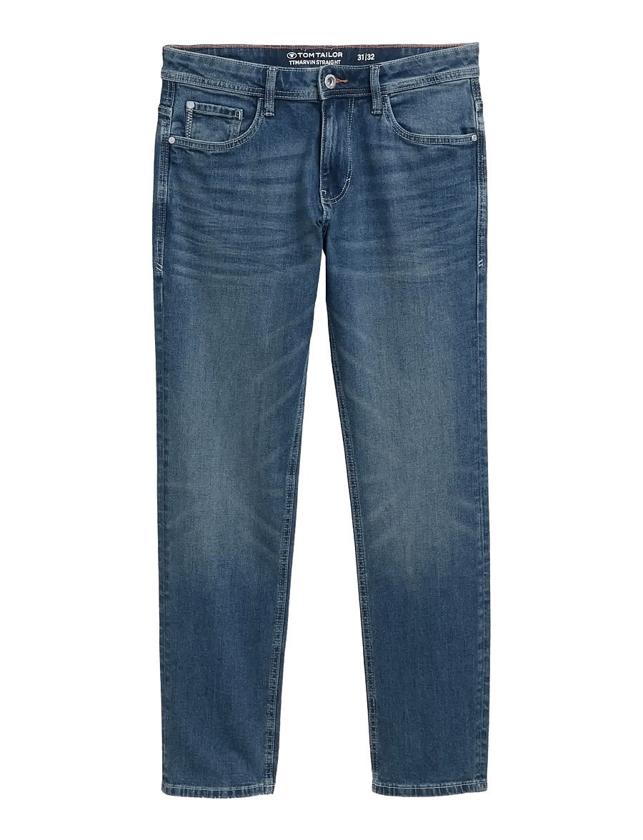 Tom Tailor - TTMARVIN STRAIGHT - regular piegriezuma džinsi - used mid stone blue denim - 1