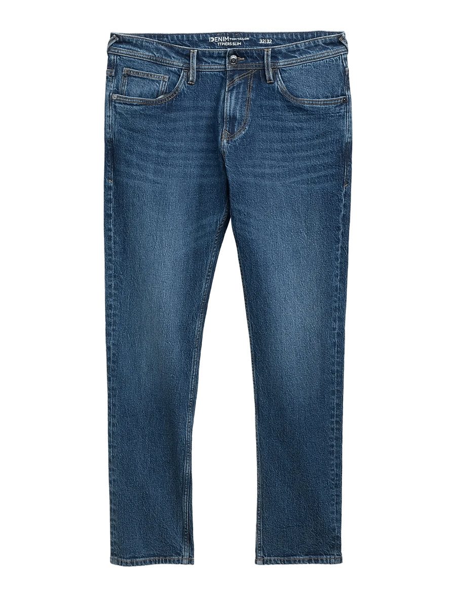 Tom Tailor - TTPIERS SLIM - kitsad teksad - used dark stone blue denim - 1