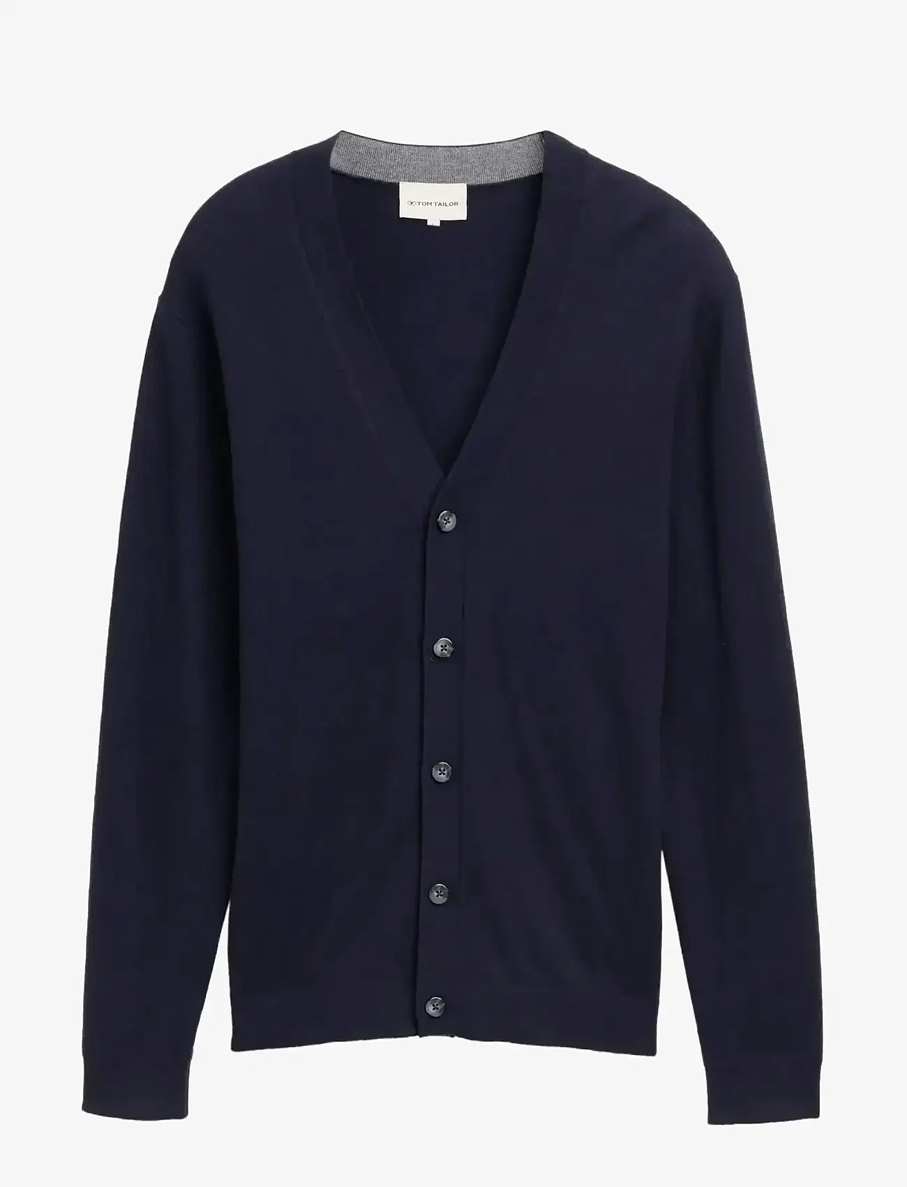 Tom Tailor - cotton cashmere cardigan - koftor - knitted navy melange - 1