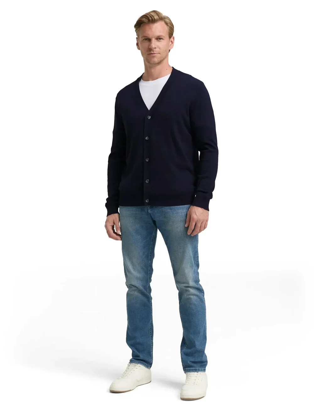 Tom Tailor - cotton cashmere cardigan - vesten - knitted navy melange - 0