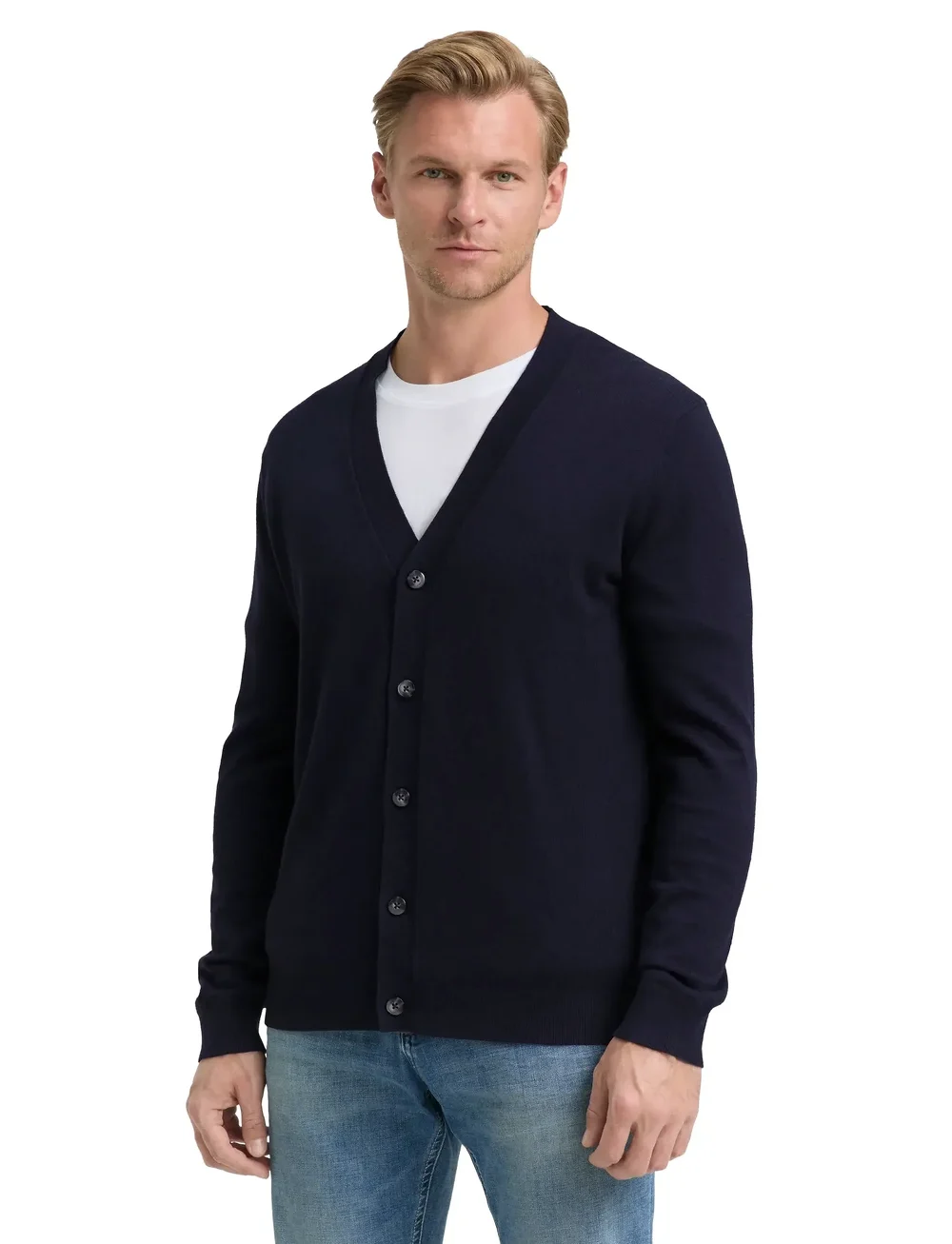 Tom Tailor - cotton cashmere cardigan - vesten - knitted navy melange - 3