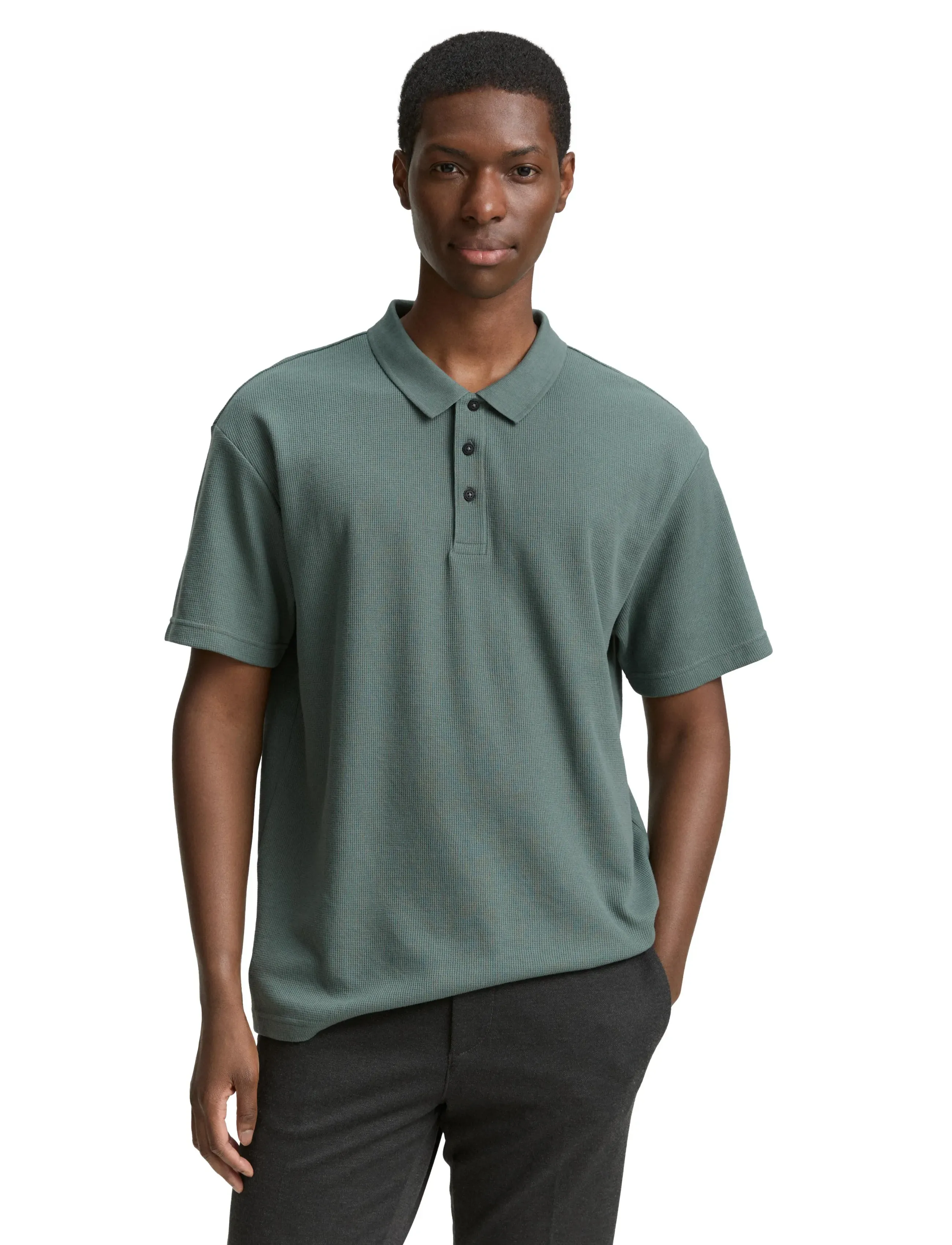 Tom Tailor relaxed structured polo - Looks for less - WASHED JASPER GREEN / khaki/green