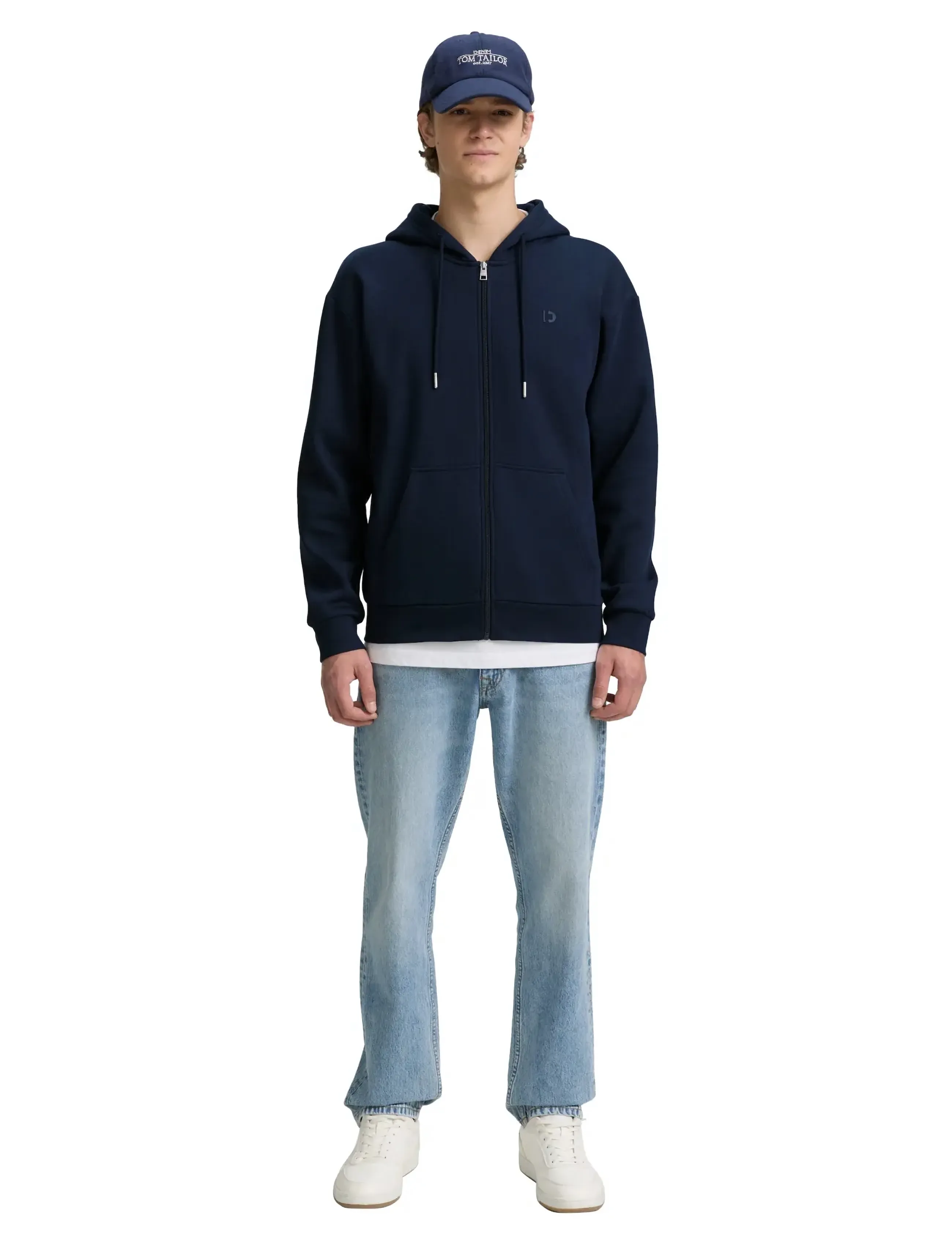 Tom Tailor Sweat Hoodie Jacket, S, Jackets, Marineblau - Light Männerswear